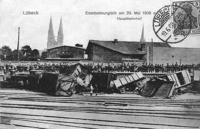 Postkarte Unglueck 1908 800